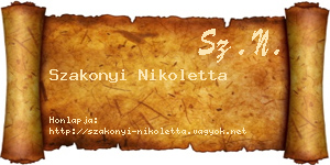 Szakonyi Nikoletta névjegykártya
